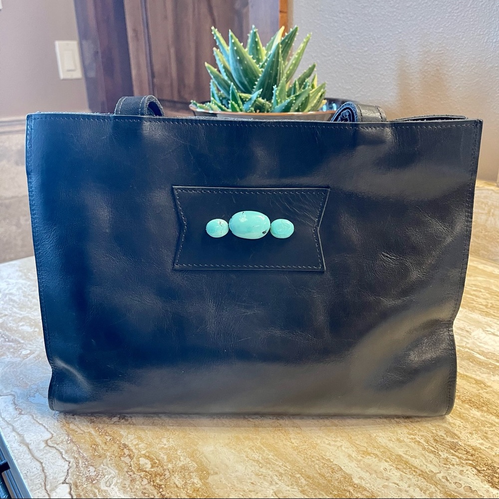 Two Bar West /mcfadin tote bag leather turquoise